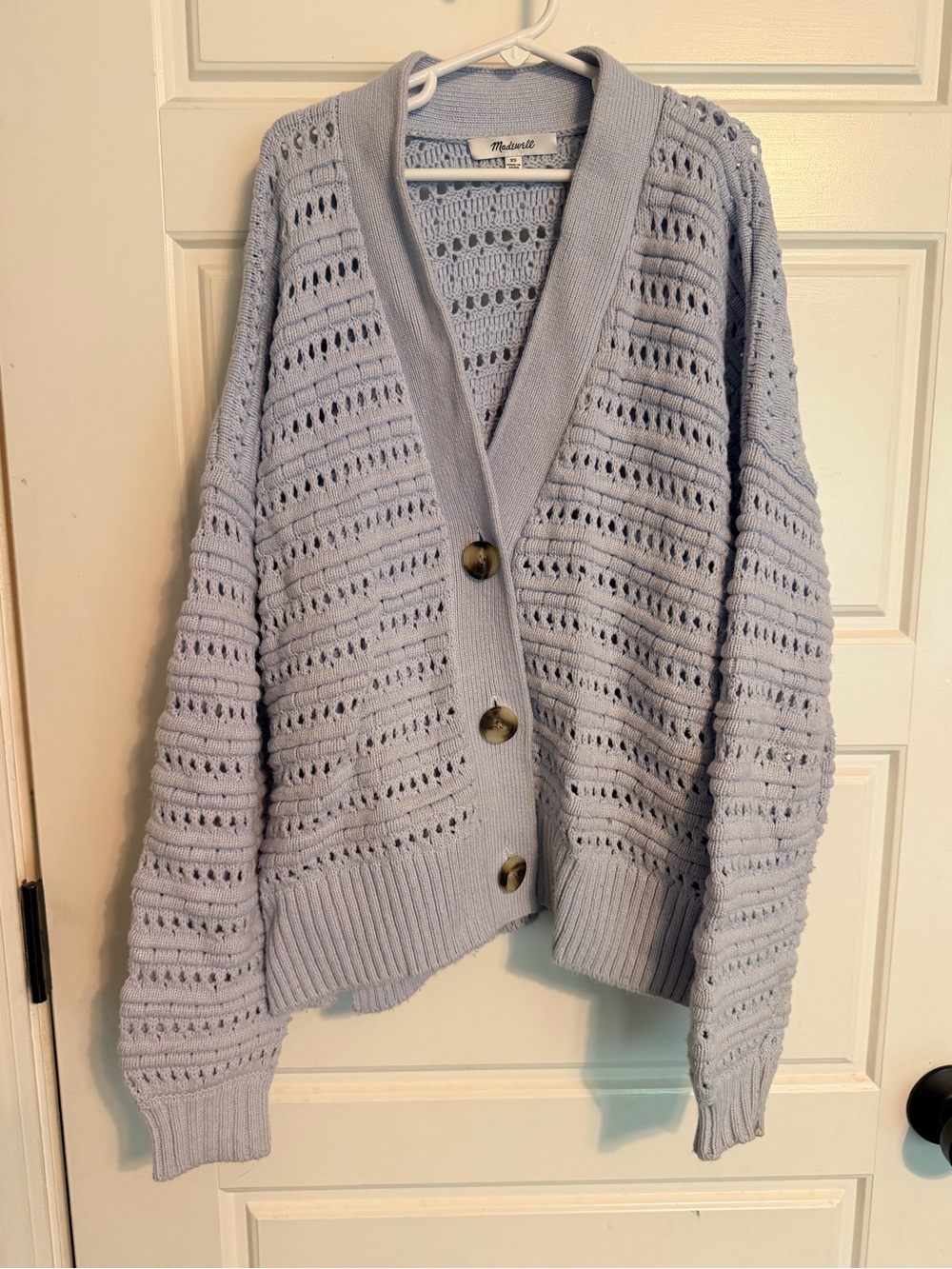 Madewell Light Periwinkle Open-Knit Button Cardigan